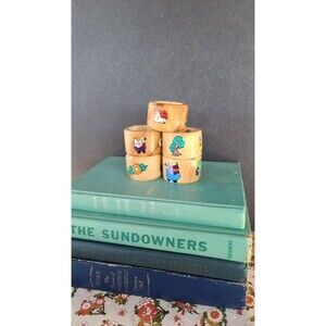 Vintage Handpainted Wooden Napkin Rings